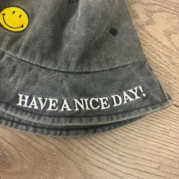 Smiley Originals Have A Nice Day Bucket Hat Black Cotton On Embroidered - Picture 14 of 14